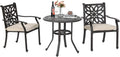 3 Pieces Cast Aluminum Bistro Bar Set with 2 Chairs and 1 Round Table, Antique Bronze G9046