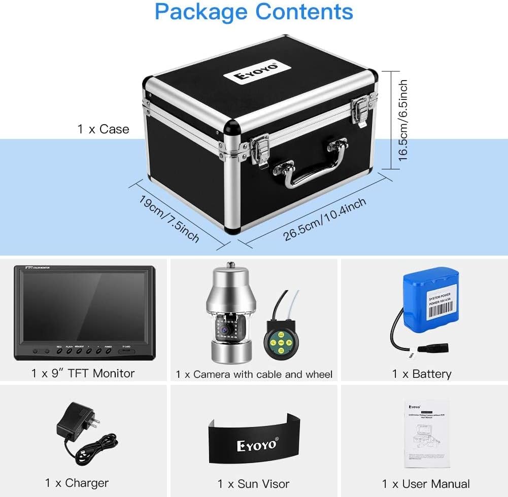 Underwater Fishing Camera 9 inch 360° Camera 1000TVL 18 IR Lights 30M Cable F560