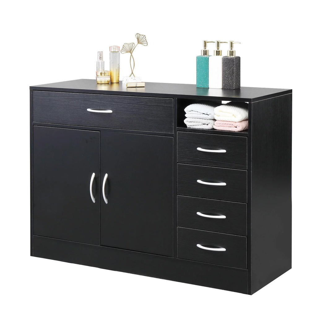 Black 5 Drawer Wide Dresser Storage Cabinet D995