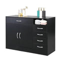 Black 5 Drawer Wide Dresser Storage Cabinet D995