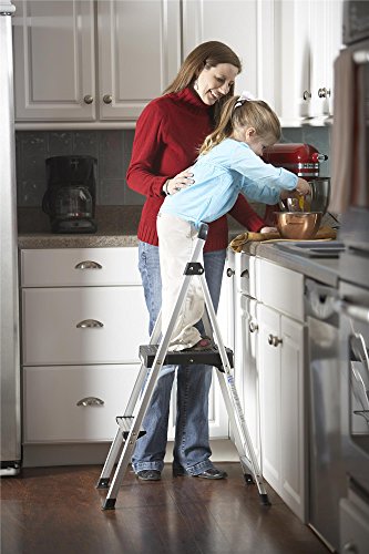 2 Step Folding Step Stool, Aluminum/Black N923124