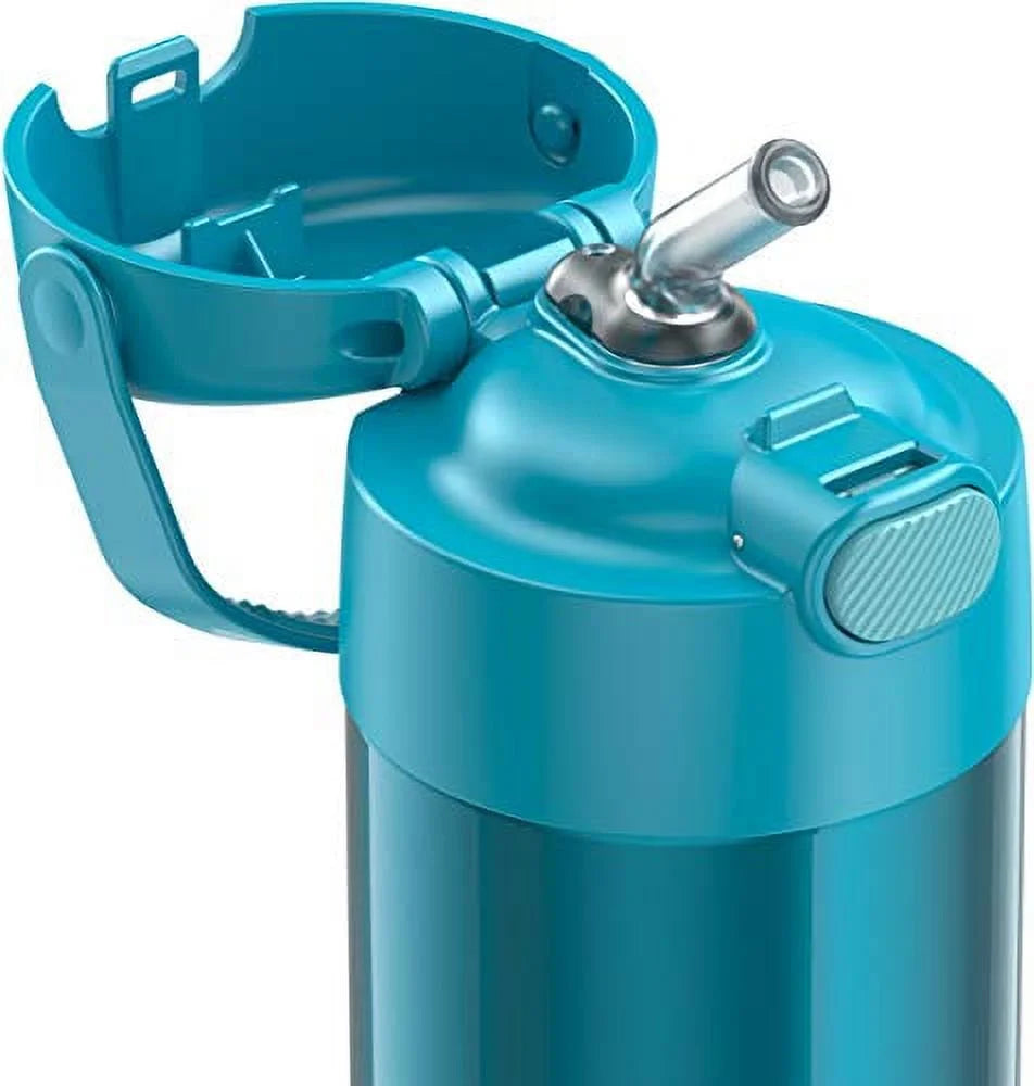 Teal 12 Ounce Stainless Steel Vacuum Insulated Kids Straw Bottle W90337