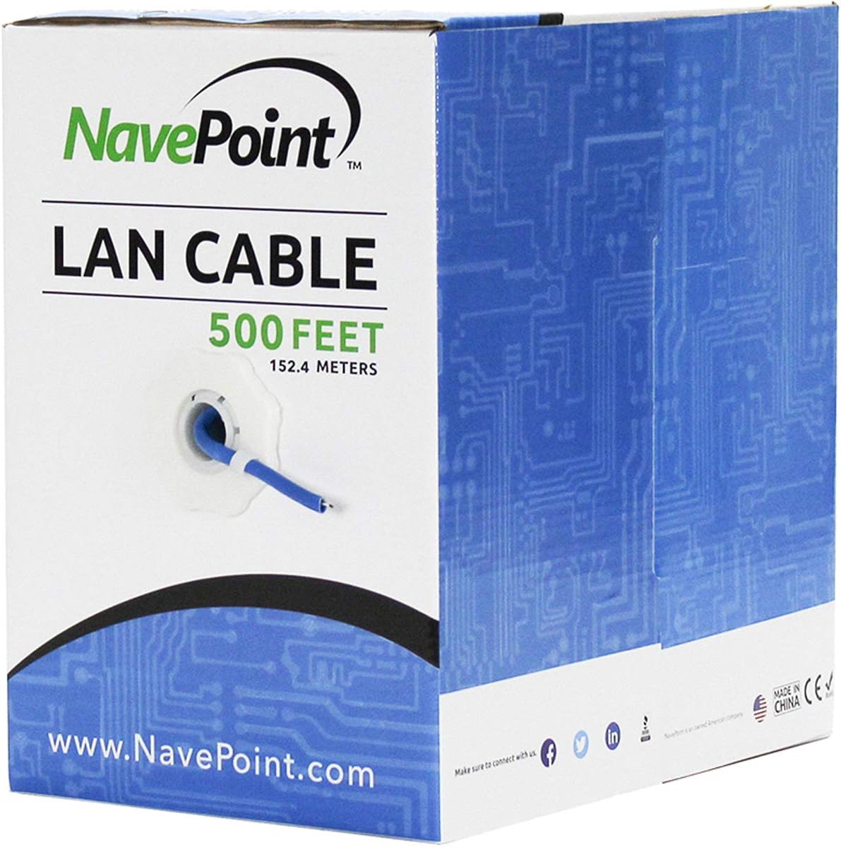 Cat6 Bulk Ethernet Cable, 500ft, Black, Solid, 550MHz, 23AWG, UTP M72209