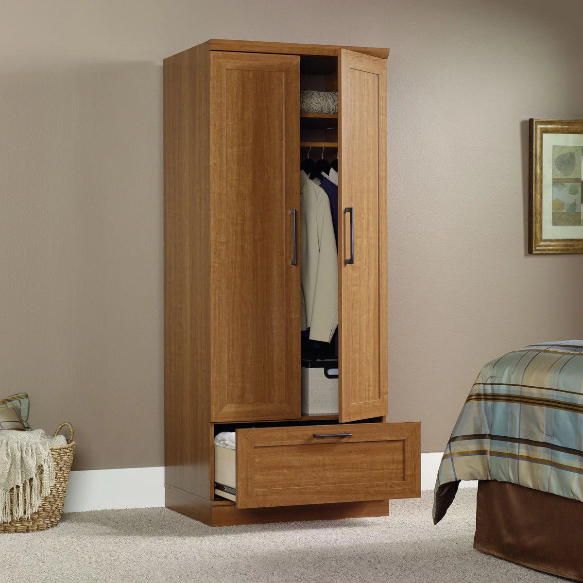 Sienna Oak Finish Wardrobe/Storage Cabinet L566830