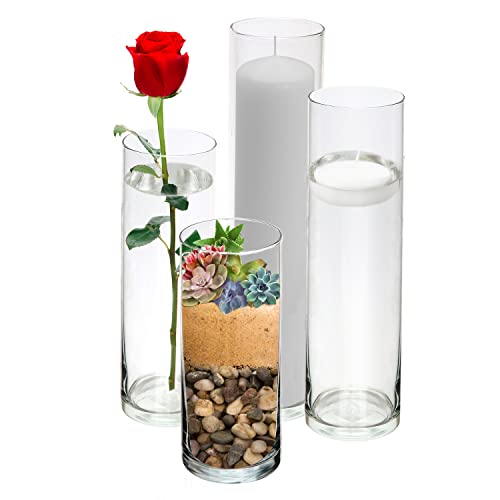 SET of 4 Glass Cylinder Vases V9424