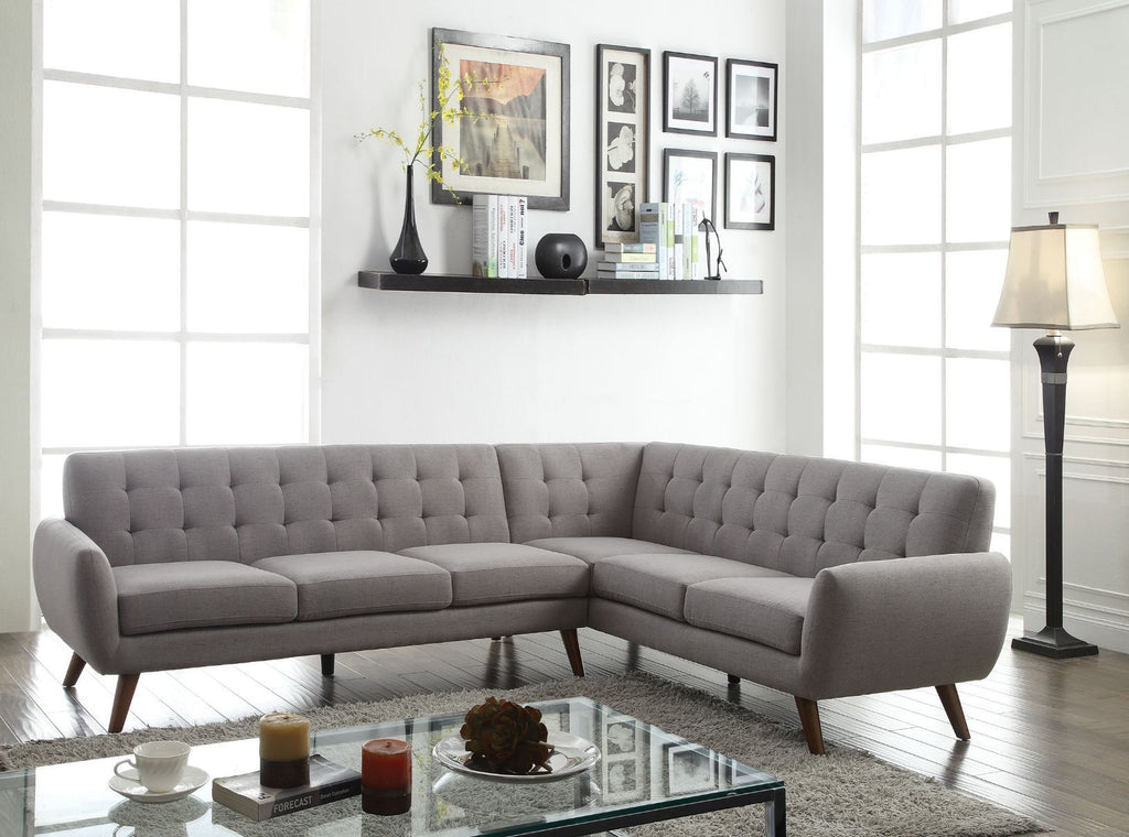 Light Gray Linen Sectional Sofa I747
