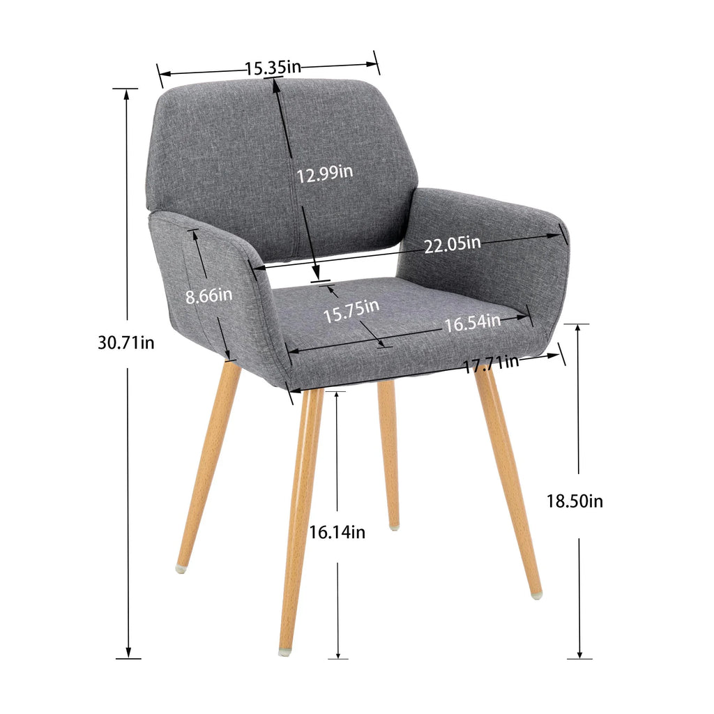 Gray Fabric Upholstered Side Chairs with Metal Legs (Set of 1) E105121