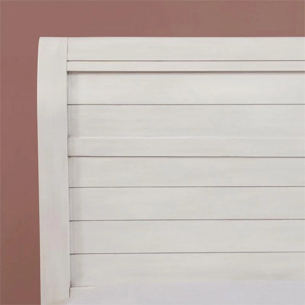 White Wood Full Bed with Curved Headboard X650150