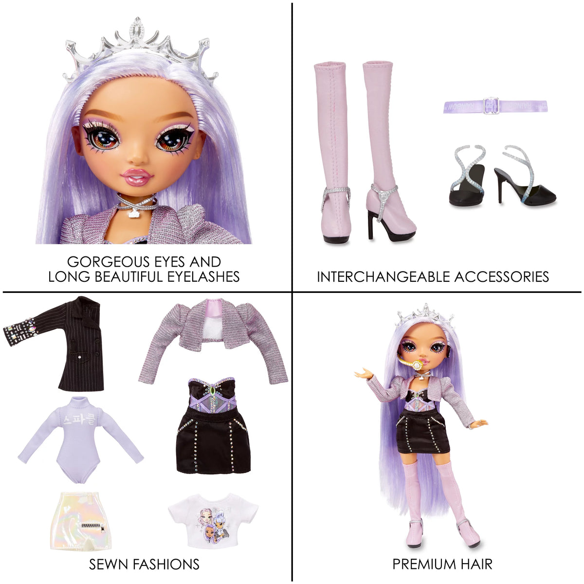 Purple Lilac Fashion Doll with 2 Designer Outfits and Microphone Headset G563