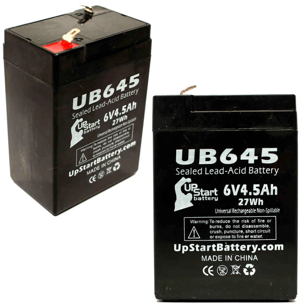 2x Pack 6V 4.5Ah Sealed Lead Acid Battery with F1 to F2 Terminal Adapters X326051