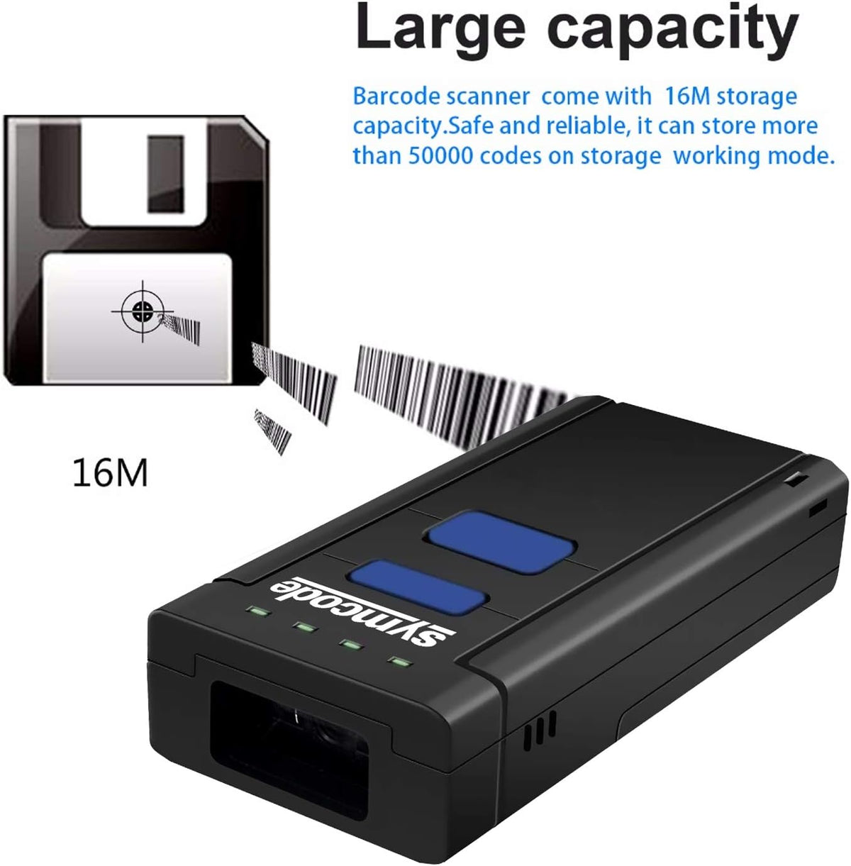 Portable Bluetooth 1D Mini Wireless Handheld CMOS Barcode Scanner K54091