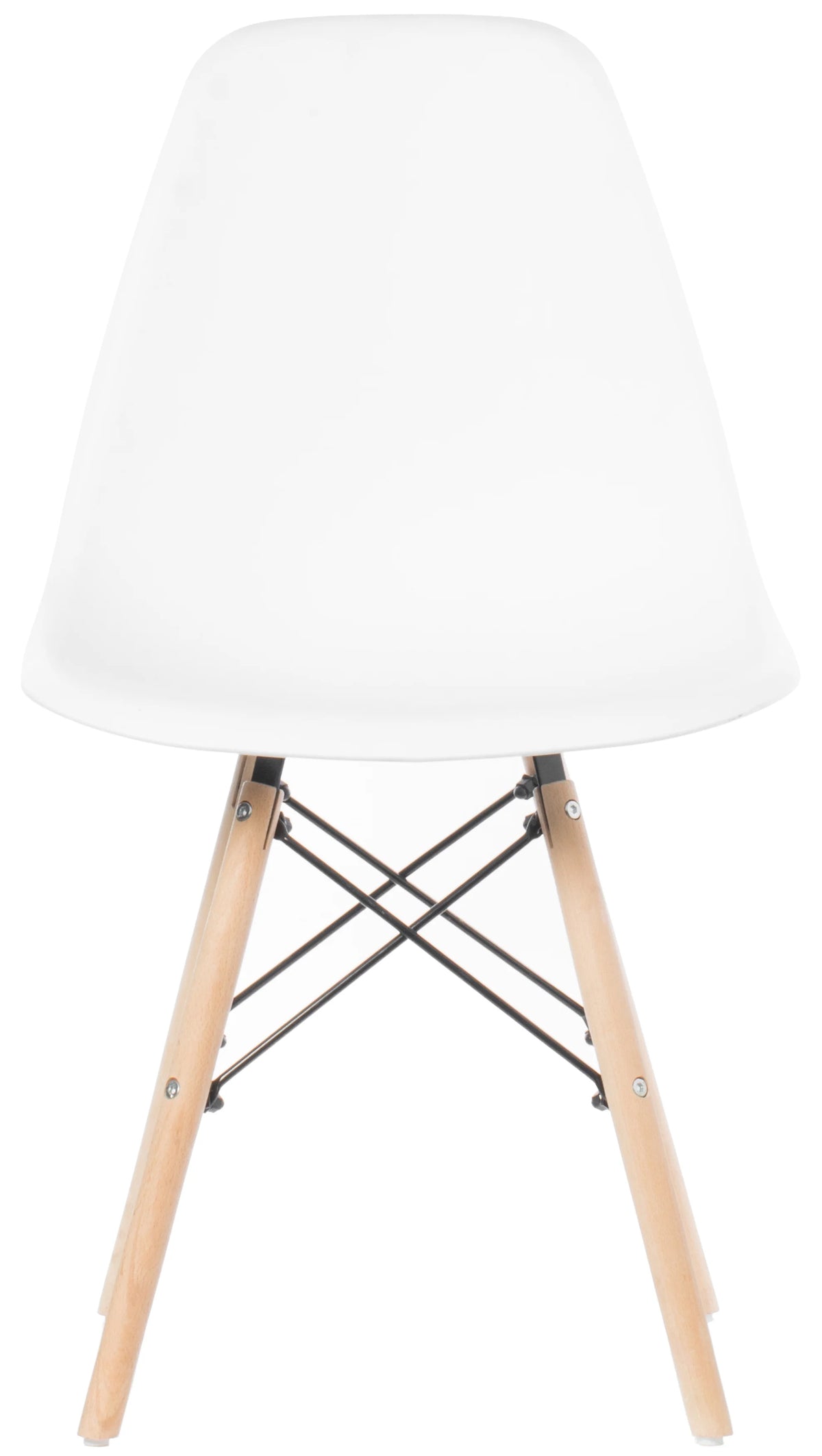 White Plastic Dining Chair with Solid Beech Wood Legs N7387