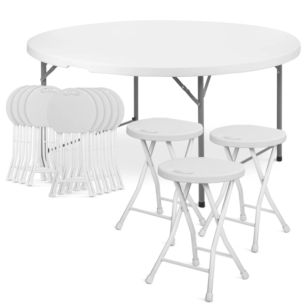 5.5 FT Folding Table and Chair Set of 13 White P538