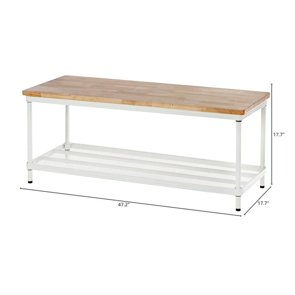 2-Tier White Metal Storage Shelving Unit Q5978