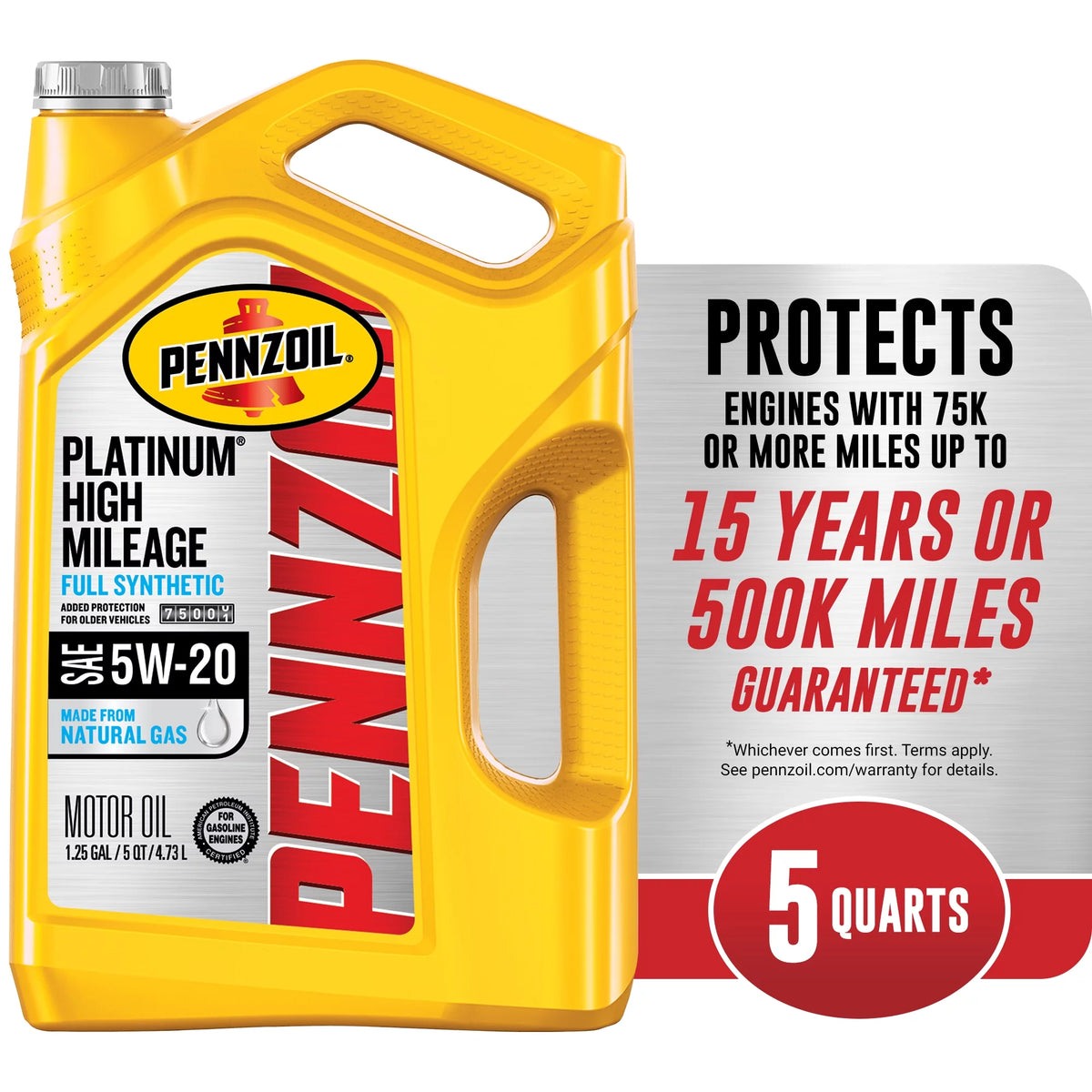 Full Synthetic High Mileage 5W-20 Motor Oil, 5 Quart I7255