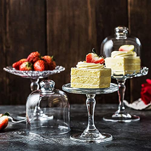 Mini Cake Stand Glass Cupcake Display Plate with Dome Cover Pedestal Dessert Stand Holder Q20066