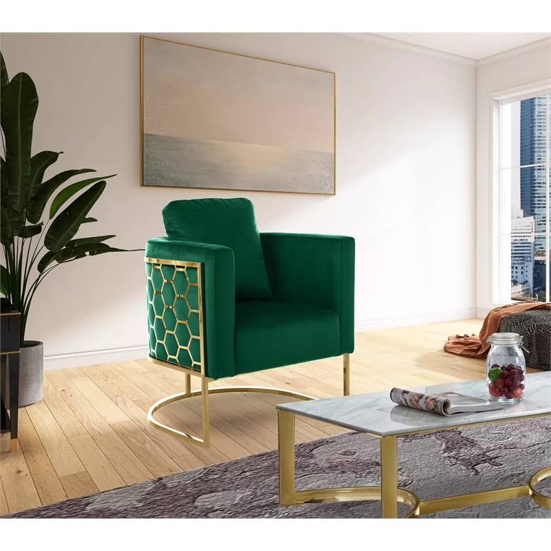 Green Velvet Gold Chair X31725