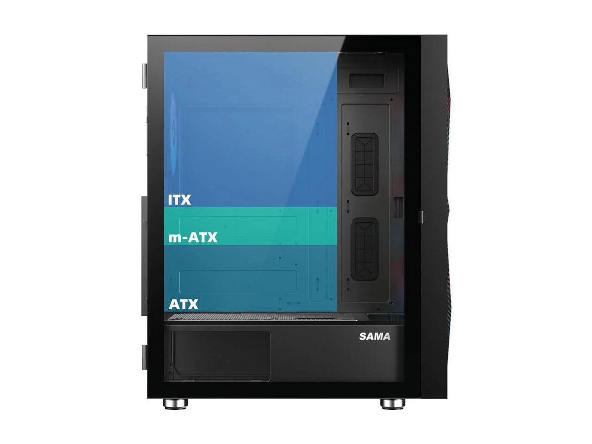 Black ATX Mid Tower Gaming Computer Case with 4 ARGB Fans H928700