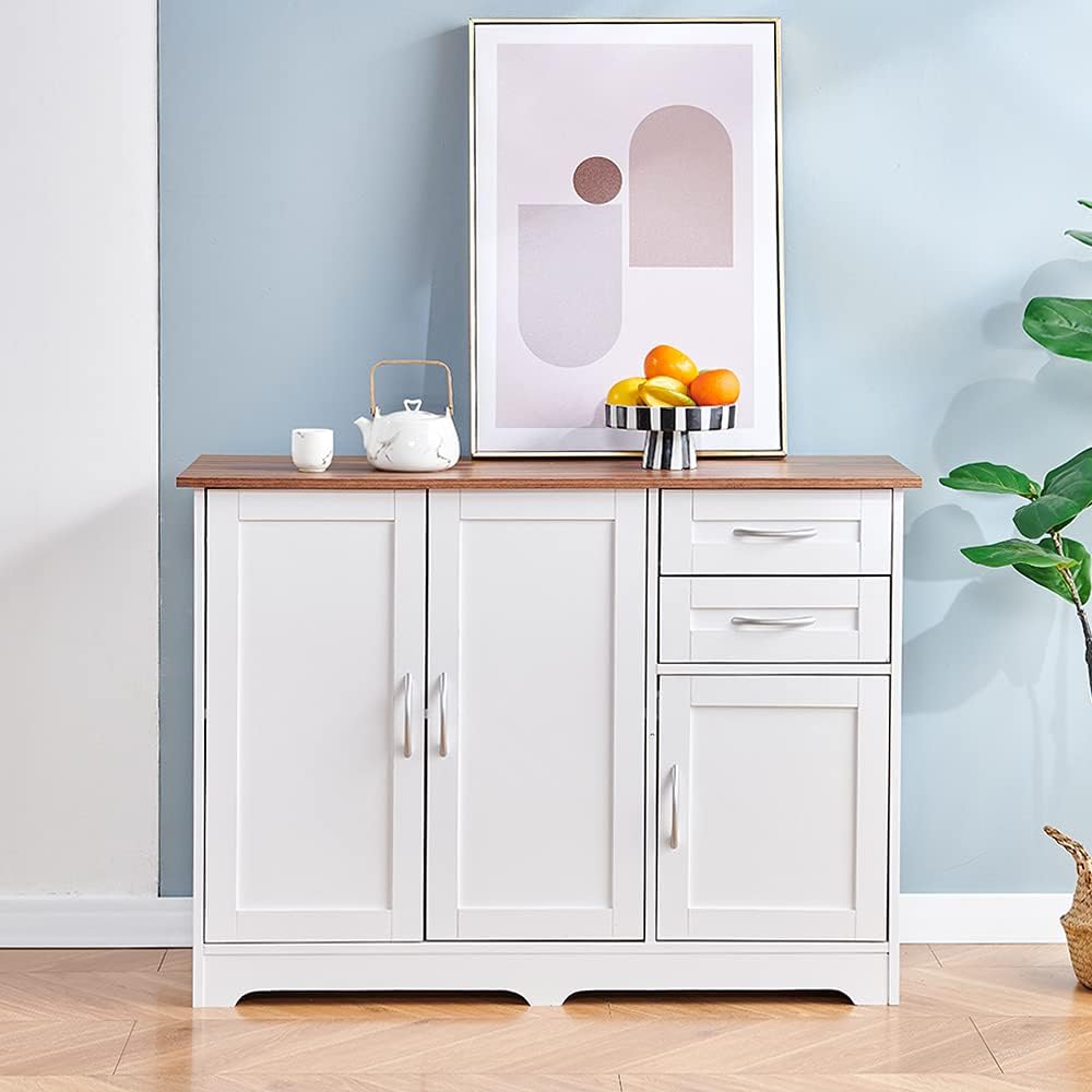 Barn Door Storage Cabinet Wooden with Shelves Freestanding Unit C810896