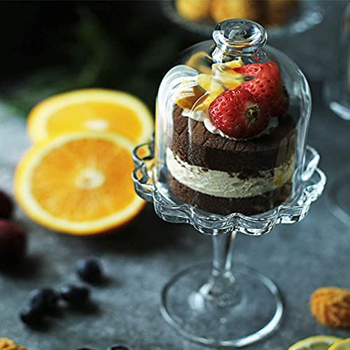 Mini Cake Stand Glass Cupcake Display Plate with Dome Cover Pedestal Dessert Stand Holder Q20066