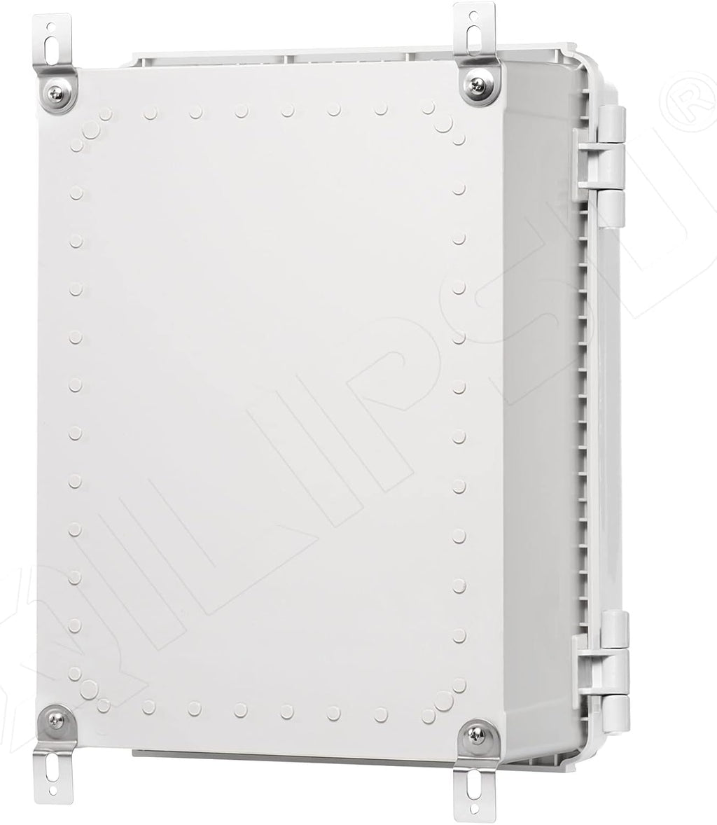 Hinged Cover Stainless Steel Latch Junction Box with Mounting Plate, ABS Plastic IP67 Waterproof Grey T23642