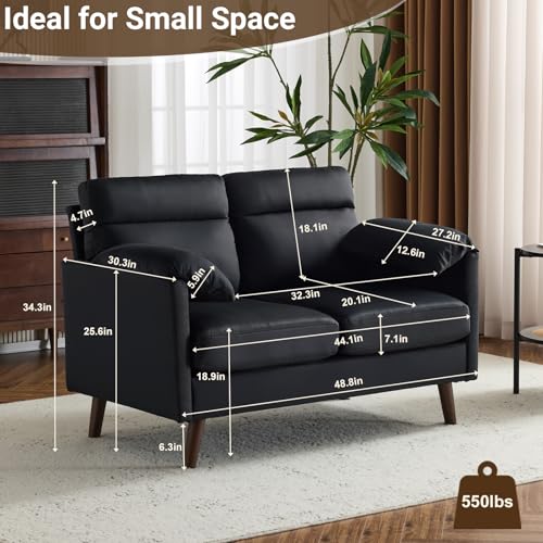 Beige Mini Loveseat Sofa with Suede Nap Upholstery P64347