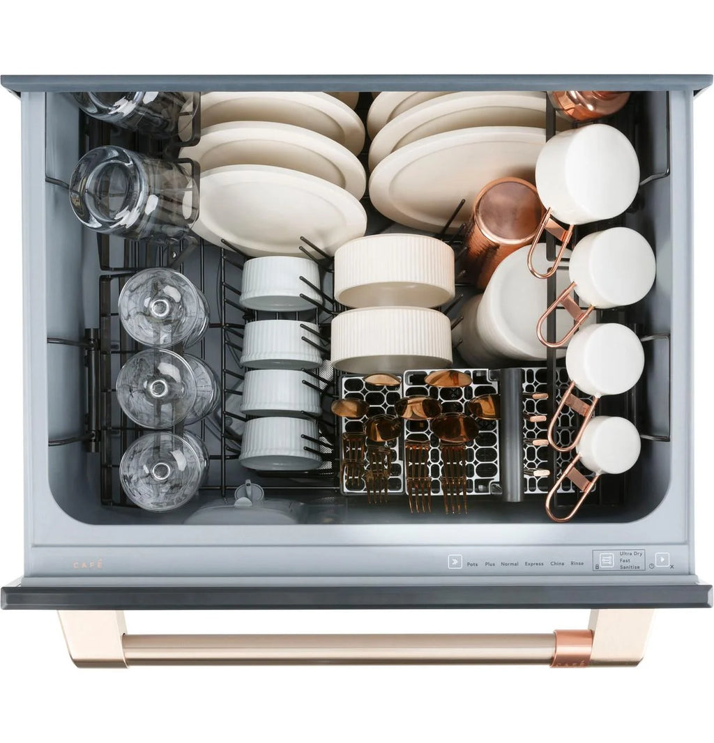 24" Wide Double Drawer Dishwasher - Matte White / Brushed Bronze M114426