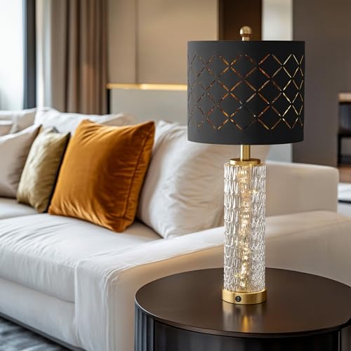 Modern Table Lamps Set of 2 Gold with Crystal Nightlight L38903
