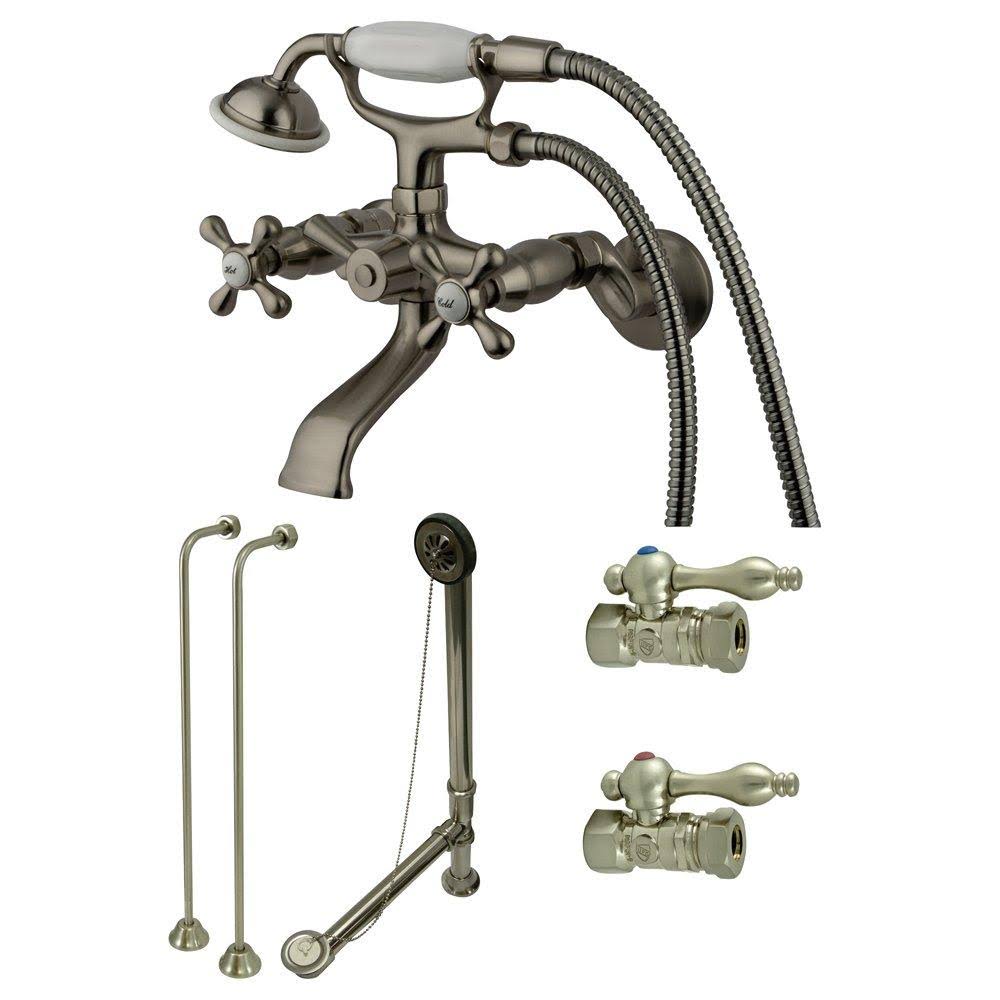 Vintage Wall Mount Clawfoot Faucet Package Brushed Nickel A83094