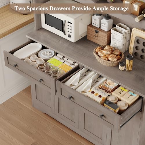 75.4" Tall White Kitchen Pantry Cabinet with Glass Doors and Drawers S9535