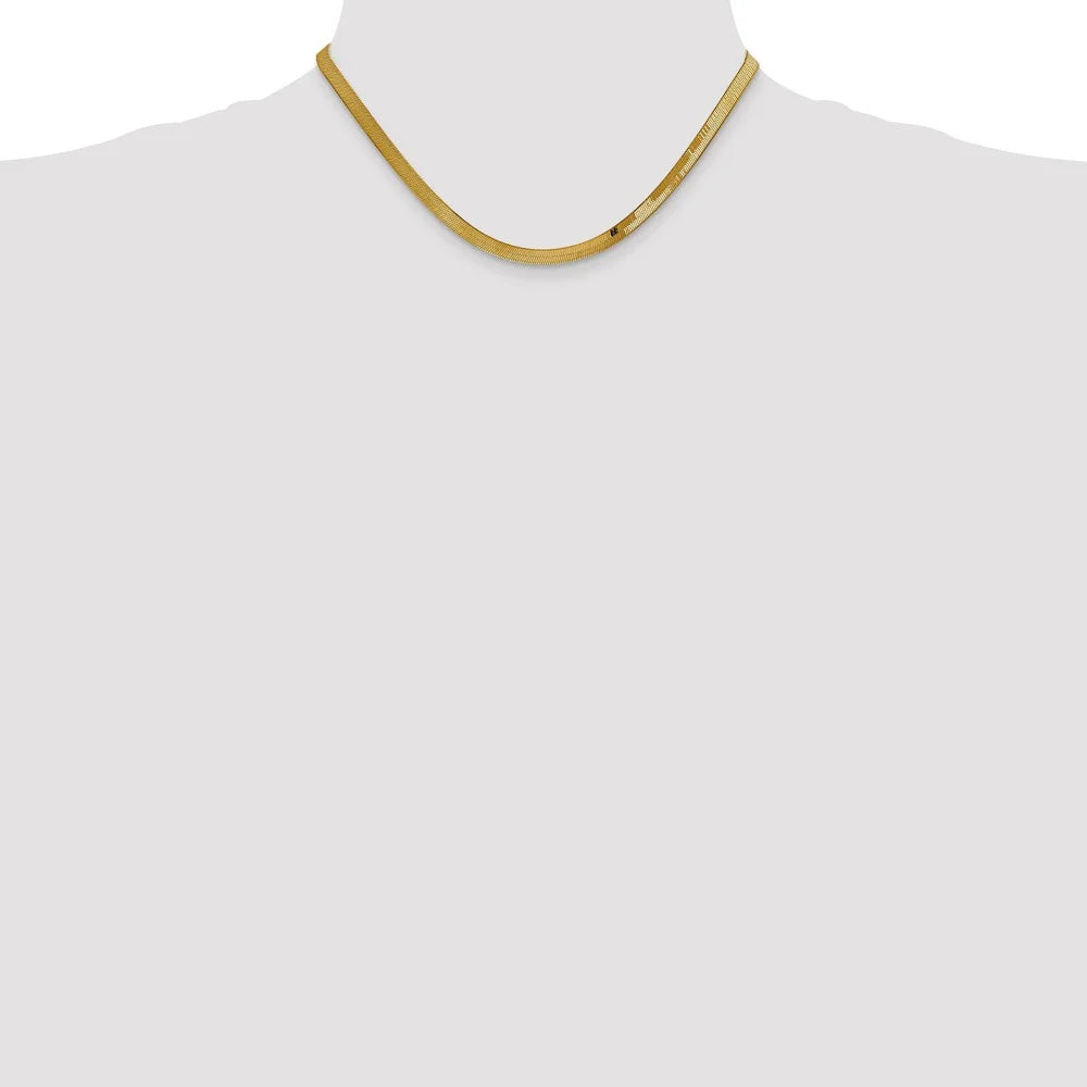 14kt Yellow Gold 4mm Herringbone Chain 16 inch Lobster Clasp K121863