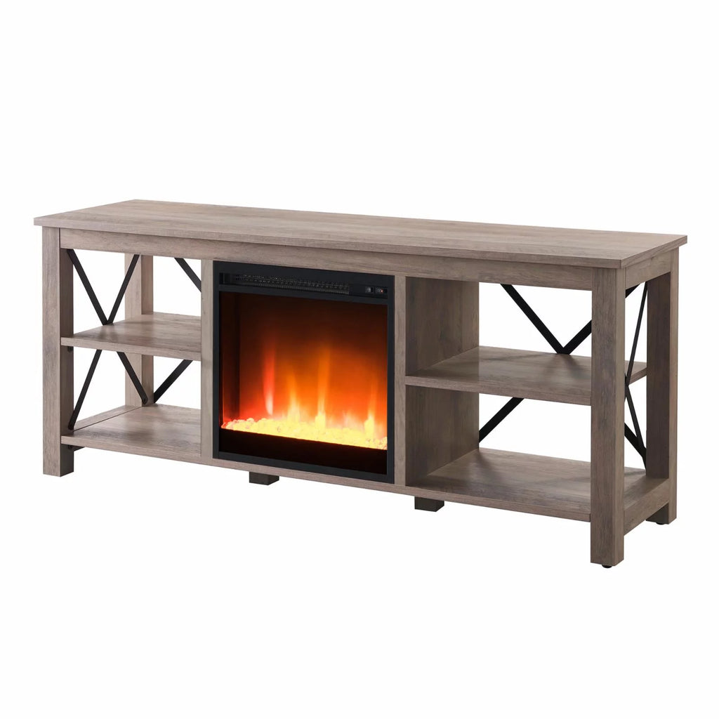 White Oak Electric Fireplace TV Stand with 2 Doors G30503