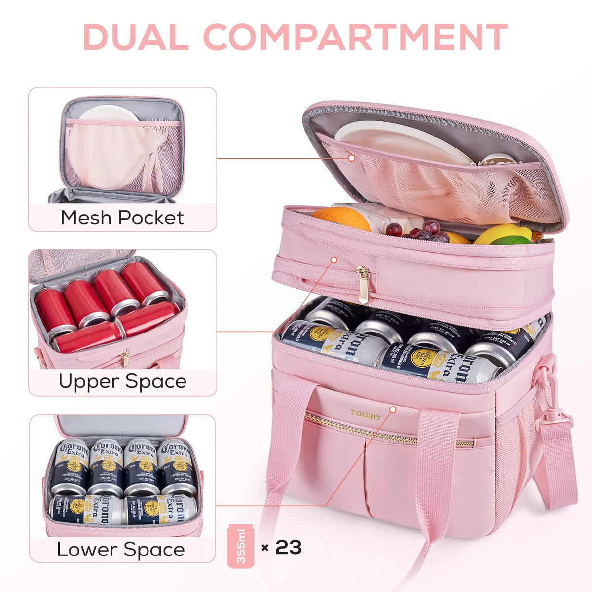 Pink Insulated Lunch Bag Tote Cooler S737496