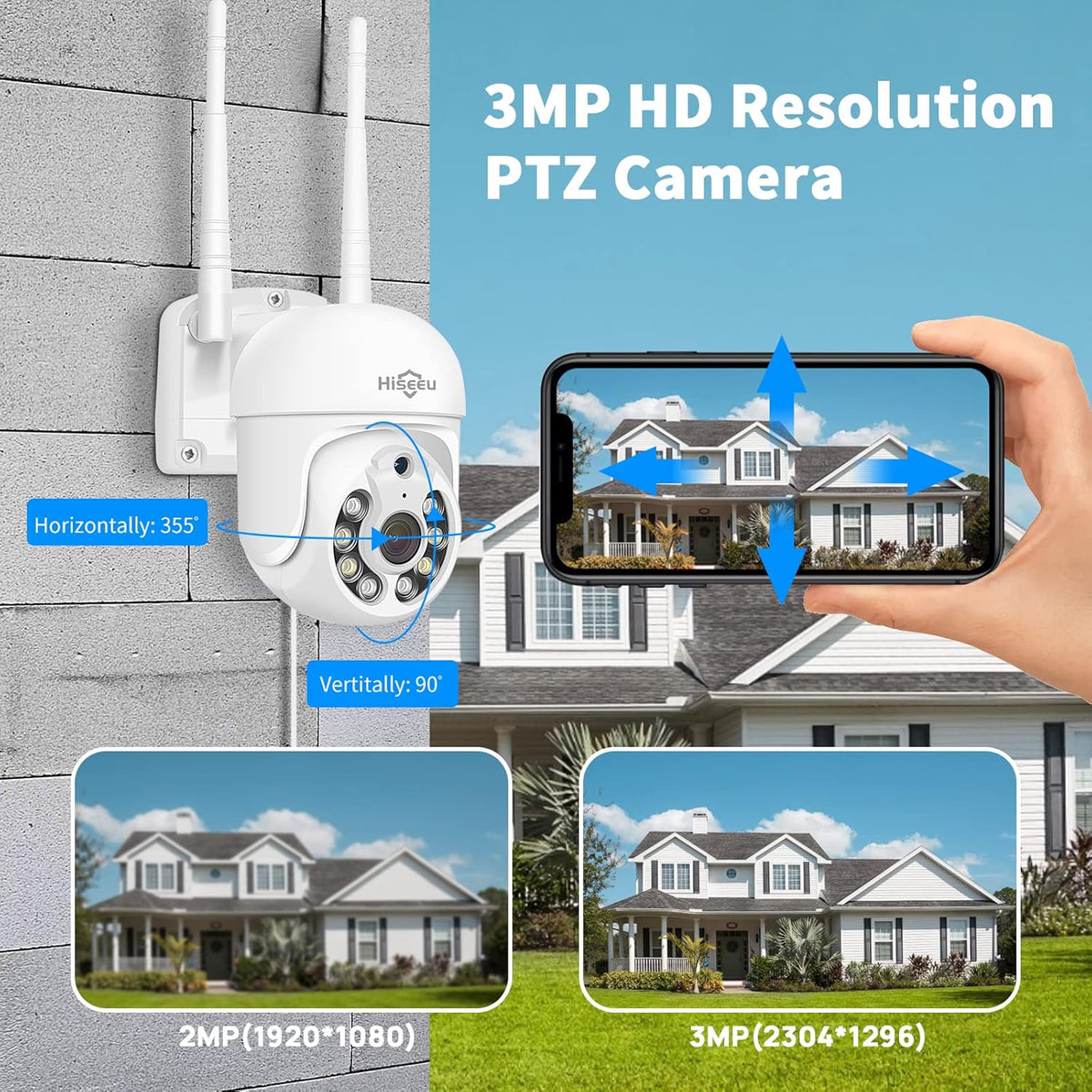3MP Outdoor WiFi Pan/Tilt Security Camera with Floodlights T4220
