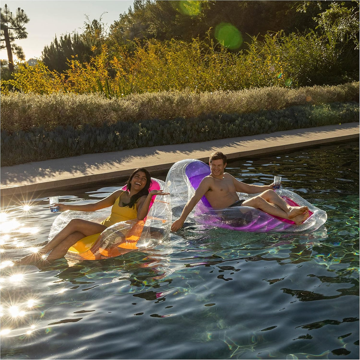 Translucent Inflatable Pool Float with Cup Holder V9968