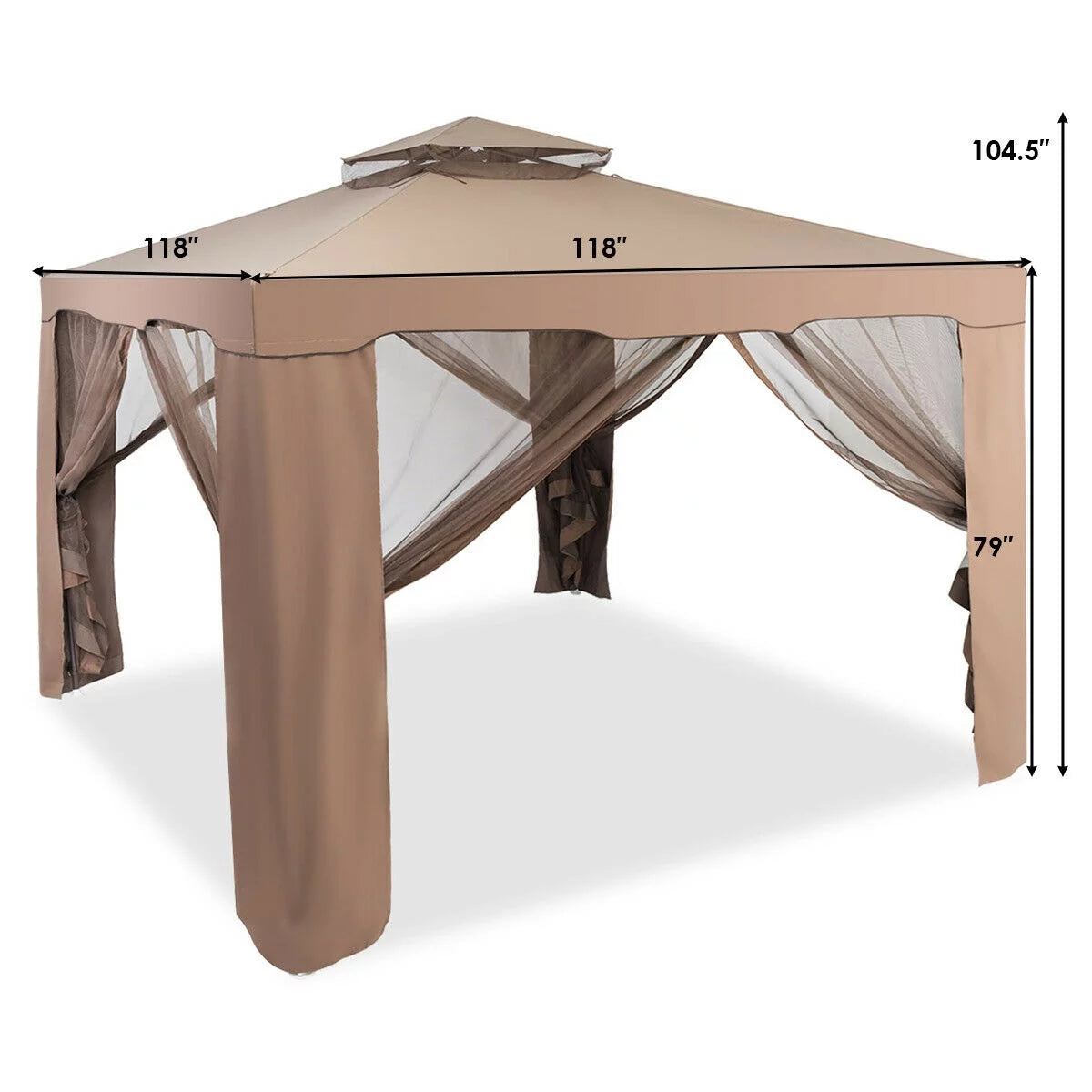 10'x 10' Canopy Gazebo with Mosquito Netting Z16234