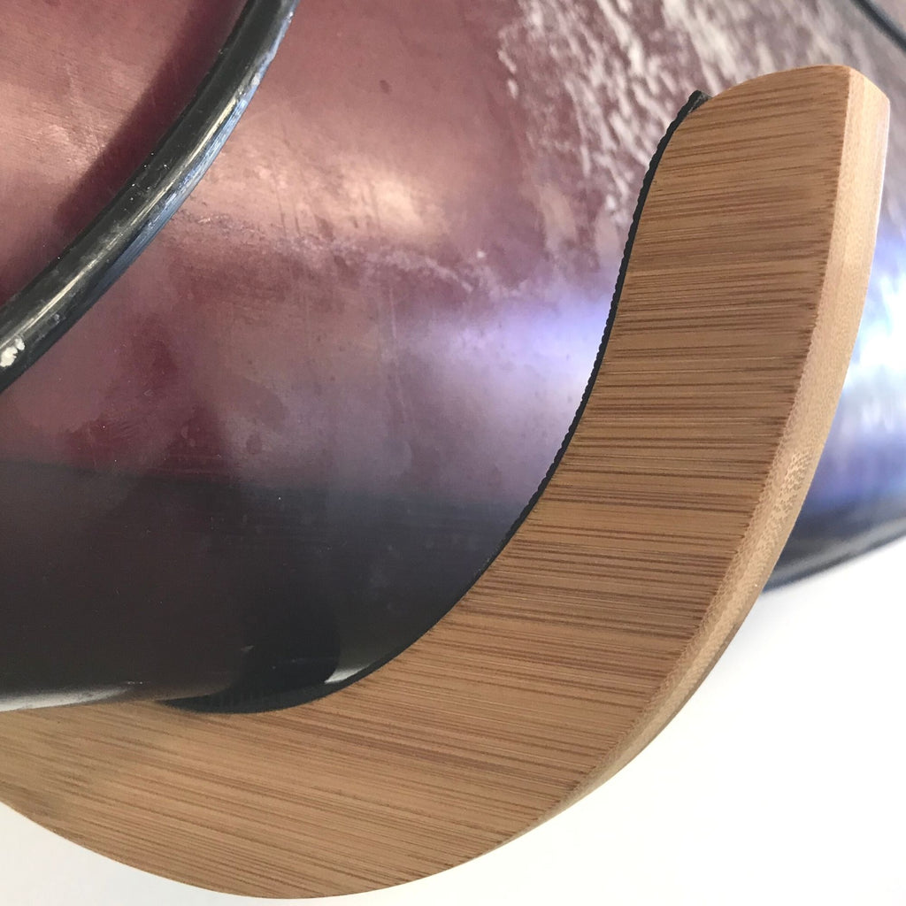 Surfboard Wall Mount with Rubber Strip and Dark Stained Wood F614334