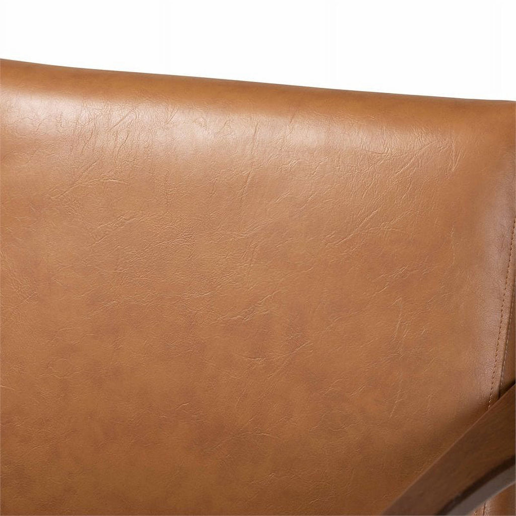 Brown Finished Wood 2-Piece Lounge Chair and Ottoman Set B24917