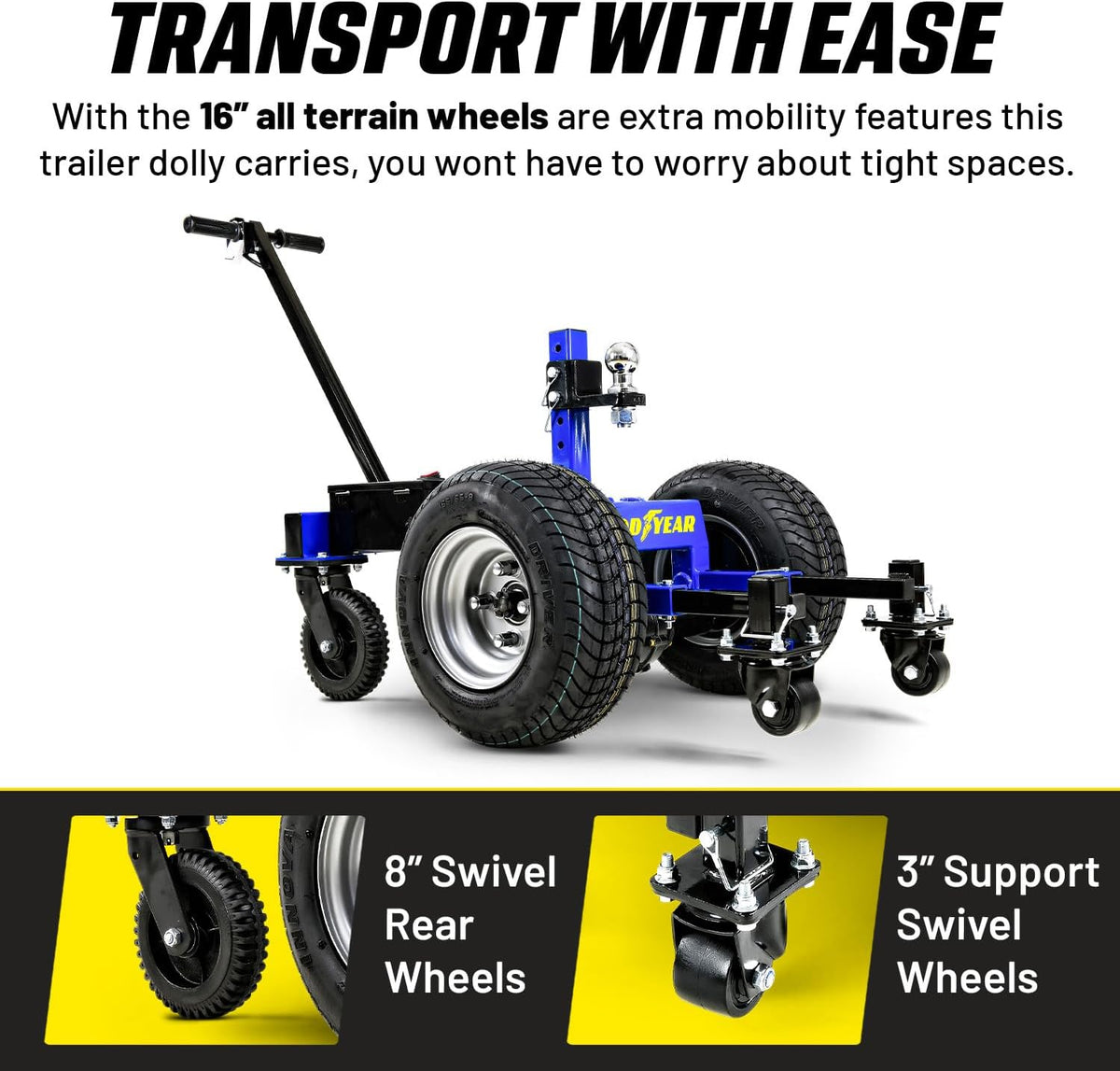 Electric Trailer Dolly 7500lbs Max Trailer Weight All-Terrain Wheels M223160