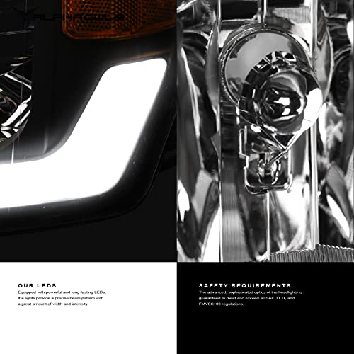 Black Amber Crystal Headlights With White LED Light Bar & Sequential Signal Light S86150