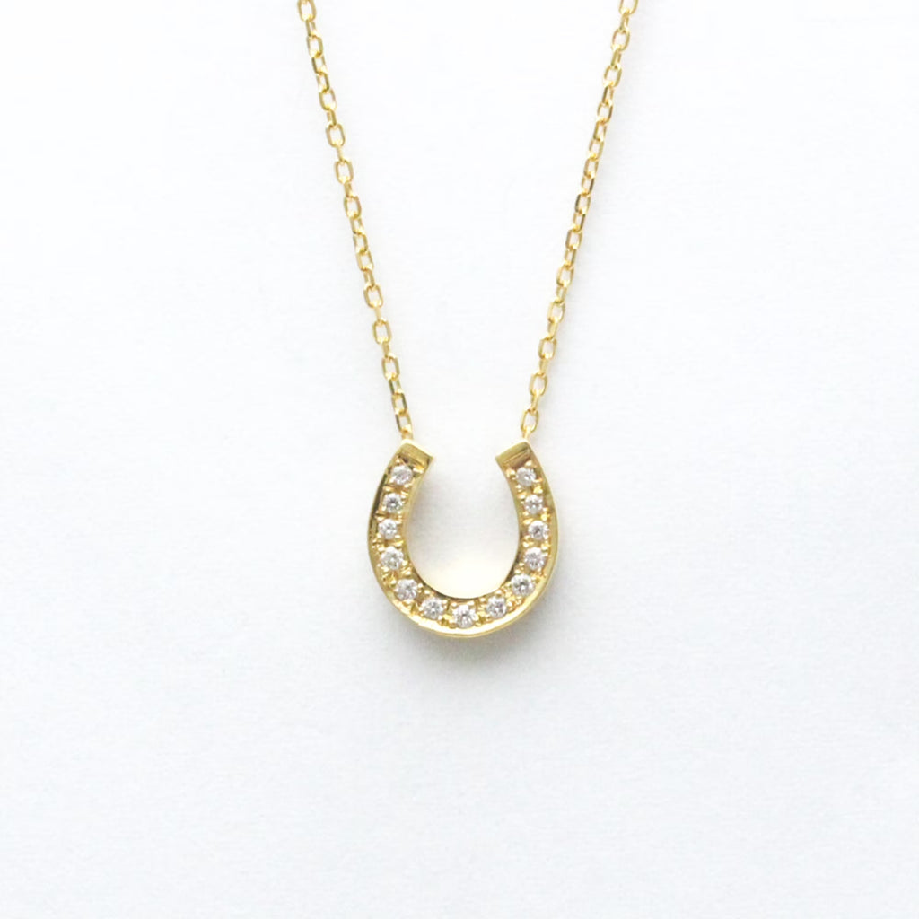 18K Yellow Gold Horseshoe Diamond Pendant Necklace K717518