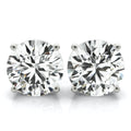 14K White Gold Screw Back Round Solitaire Stud Earrings U827
