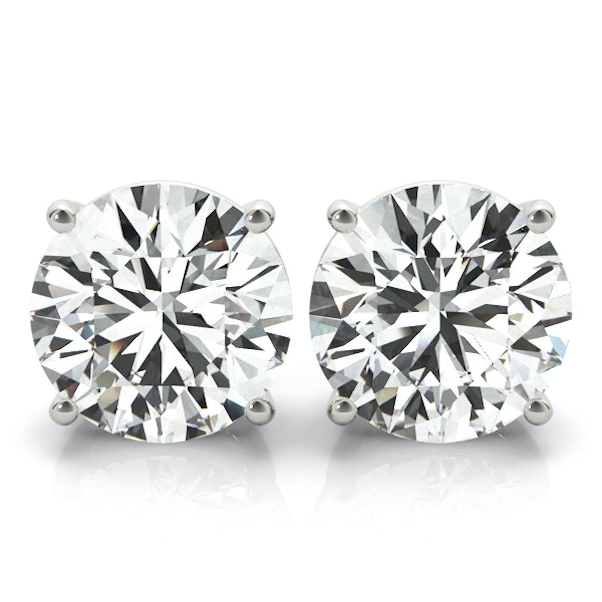 14K White Gold Screw Back Round Solitaire Stud Earrings U827