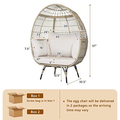 Oversized Wicker Egg Chair with 4 Cushions T12457