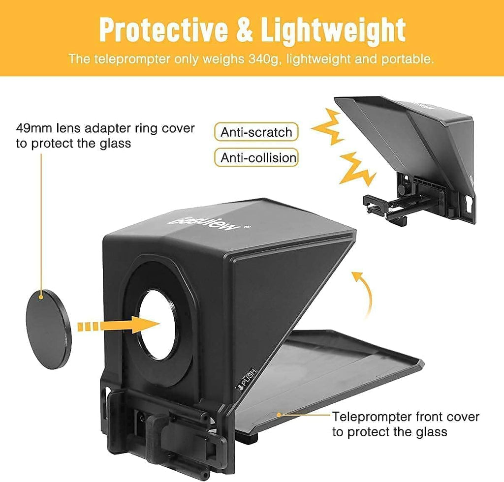 Phone Teleprompter Kit with Beam Split Glass & Remote Control Y8990