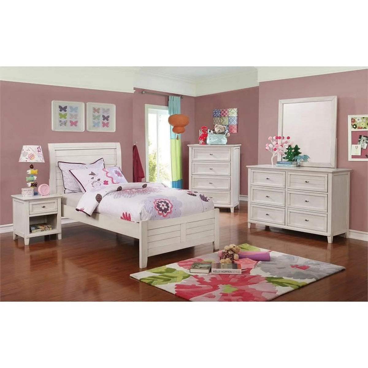 White Wood Full Bed with Curved Headboard X650150