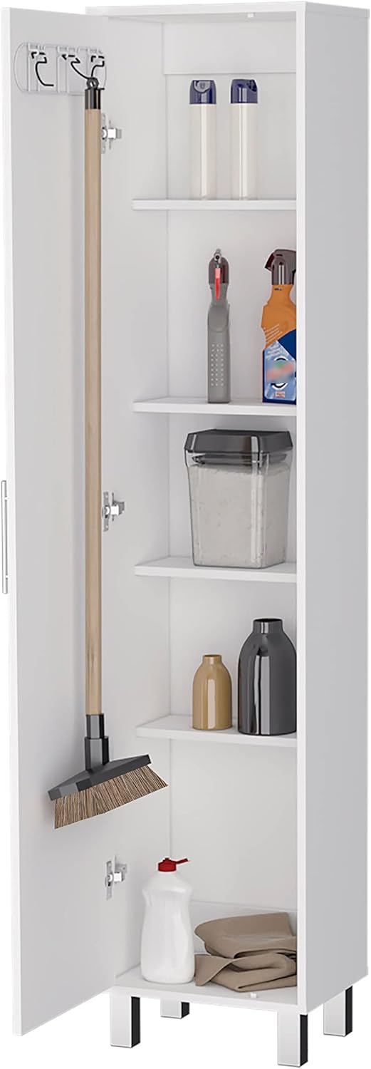 White Single Door Tall Storage Cabinet E3294