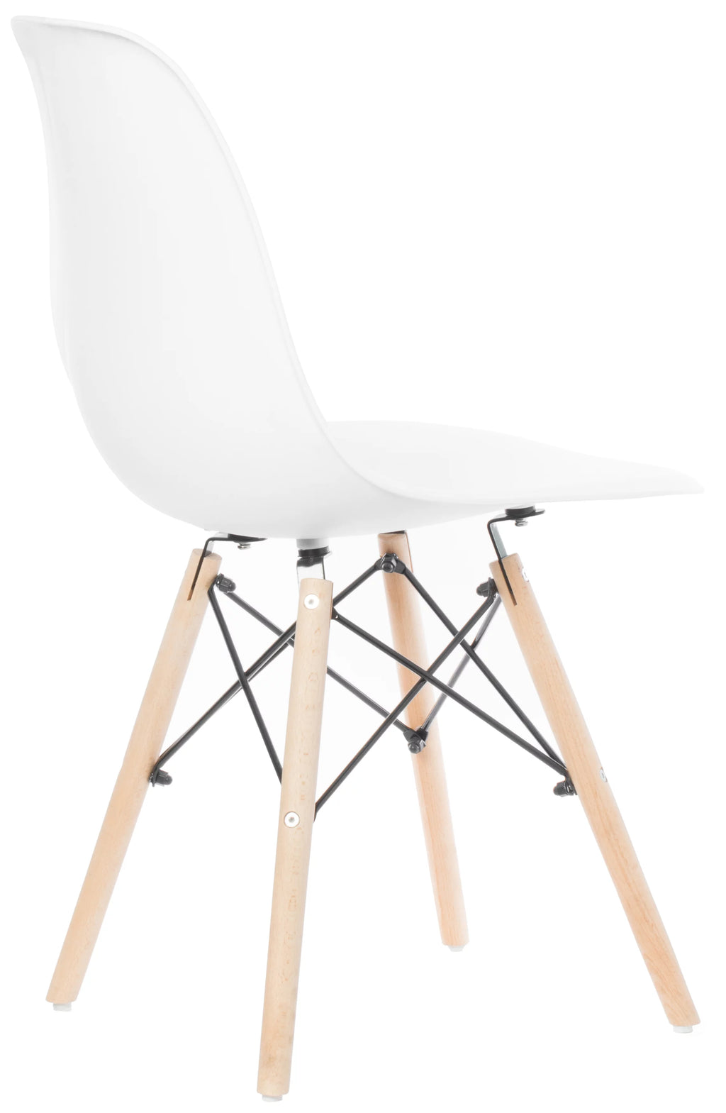 White Plastic Dining Chair with Solid Beech Wood Legs N7387
