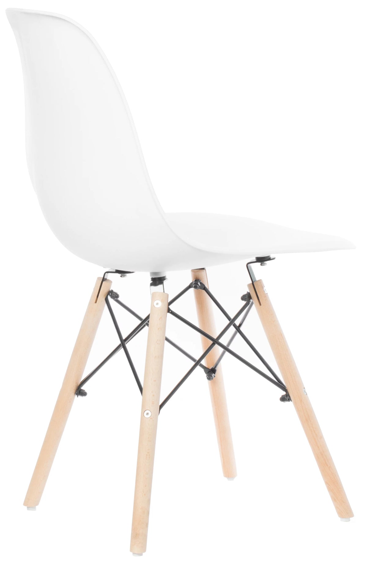 White Plastic Dining Chair with Solid Beech Wood Legs N7387