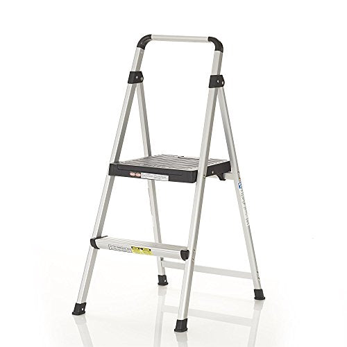 2 Step Folding Step Stool, Aluminum/Black N923124